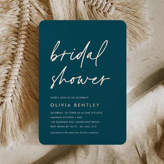 Invitación Con Relieve Metalizado Jasper + Rosa | Ducha de novia con guión Minimalis (Subido por el creador)