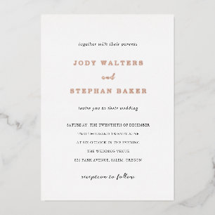 Invitación Con Relieve Metalizado Jody Simple Elegante Boda