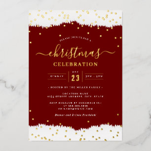Invitación Con Relieve Metalizado Jolly Confetti Navidades rojos Fiesta