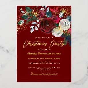 Invitación Con Relieve Metalizado Jolly Gold Shimmer Foliage Fiesta