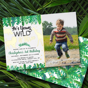 Invitación Con Relieve Metalizado Joven Salvaje y Tres Niños de la Jungla Foto del 3