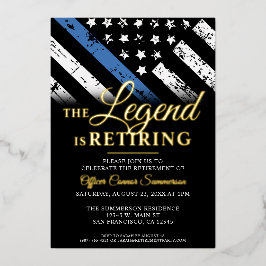 Invitación Con Relieve Metalizado Jubilación de la Ley de Bandera Azul de la Policía