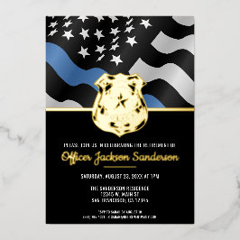 Invitación Con Relieve Metalizado Jubilación de la policía Aplicación de la ley de l