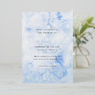Invitación Con Relieve Metalizado Kendall Blue Elegant Wedding Save the Date