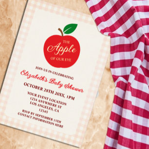 Invitación Con Relieve Metalizado La Apple De Nuestro Baby Shower Ojo