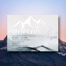 Invitación Con Relieve Metalizado La aventura comienza con el Boda de Montaña
