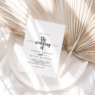 Invitación Con Relieve Metalizado La boda de caligrafía minimalista de oro