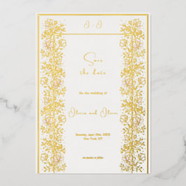 Invitación Con Relieve Metalizado La boda de la Magnolia rosa salva la fecha