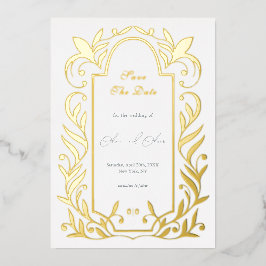 Invitación Con Relieve Metalizado La boda de las hojas verdes salva la fecha