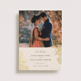 Invitación Con Relieve Metalizado La boda de Mod Mehandi salva la fecha