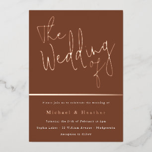 Invitación Con Relieve Metalizado La Boda de: Terracotta Rust Boho Rosa Dorado