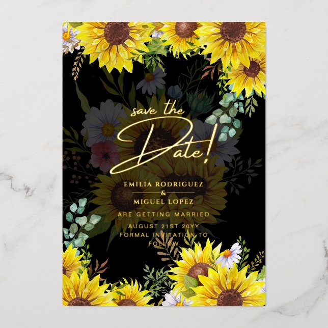 Invitación Con Relieve Metalizado La Boda Real De Relieve metalizado dorado Pampas S (Anverso)