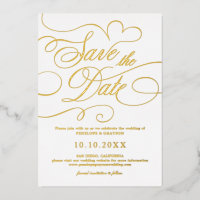 La caligrafía moderna oro intemporal Save the Date