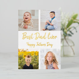 Invitación Con Relieve Metalizado La carta del día del padre del mejor Collage de fo