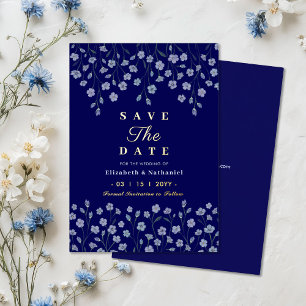 Invitación Con Relieve Metalizado La clásica boda de oro de la Marina Floral salva l