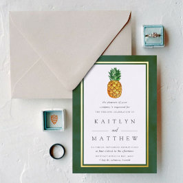 Invitación Con Relieve Metalizado La colección de Bodas de piña tropical real