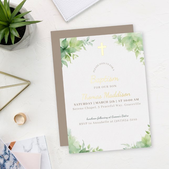 Invitación Con Relieve Metalizado La Cruz Verde y el Bautismo Verde (Subido por el creador)
