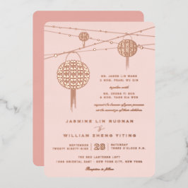 Invitación Con Relieve Metalizado La doble felicidad simple alumbra al Boda chino
