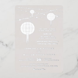 Invitación Con Relieve Metalizado La doble felicidad simple alumbra al Boda chino