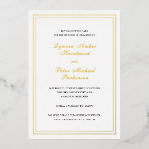 Invitación Con Relieve Metalizado La elegante boda clásica salva la fecha