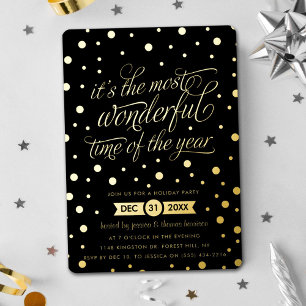 Invitación Con Relieve Metalizado La época más maravillosa del año de Navidad real