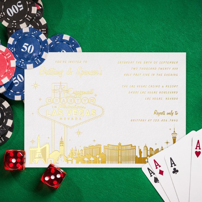 Invitación Con Relieve Metalizado La fiesta de compromiso de Las Vegas (Subido por el creador)