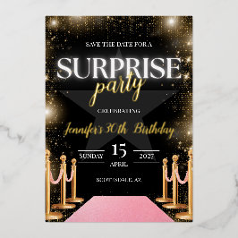 Invitación Con Relieve Metalizado La fiesta de cumpleaños de Hollywood Glam salva la