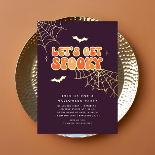 Invitación Con Relieve Metalizado La fiesta retro de Halloween de "Seamos espeluznan