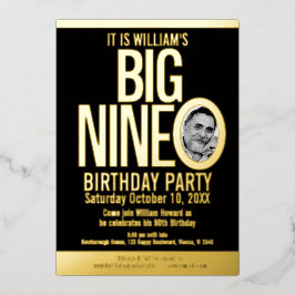 Invitación Con Relieve Metalizado La foto gráfica de los 90 cumpleaños del Big Nine 