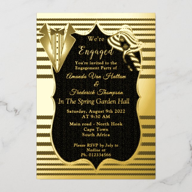 Invitación Con Relieve Metalizado La gran inspiración de Gatsby (Anverso)