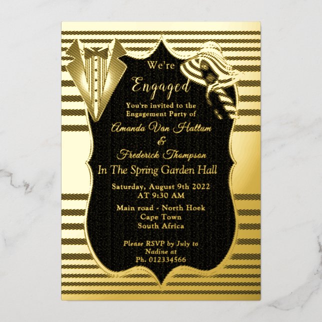 Invitación Con Relieve Metalizado La gran inspiración de Gatsby (Anverso)
