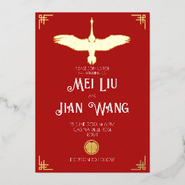 Invitación Con Relieve Metalizado La grúa del oro