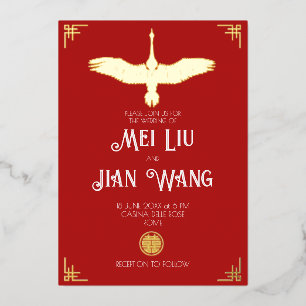 Invitación Con Relieve Metalizado La grúa del oro