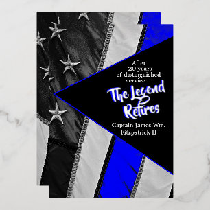Invitación Con Relieve Metalizado La Leyenda se Jubila Fiesta de Jubilación de la Po