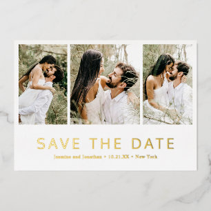 Invitación Con Relieve Metalizado La minimalista boda moderna salva la fecha