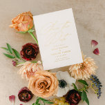Invitación Con Relieve Metalizado La moderna boda de caligrafía mínima salva la fech<br><div class="desc">Anunciar las buenas noticias con estilo con este intemporal ahorra la tarjeta de fecha con elegante caligrafía y tipo clásico. En el reverso hay más espacio para los detalles adicionales que desee proporcionar a sus huéspedes.</div>