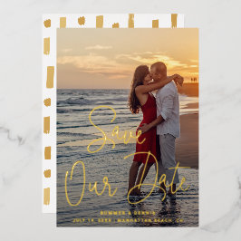 Invitación Con Relieve Metalizado La moderna foto elegante boda salva la fecha