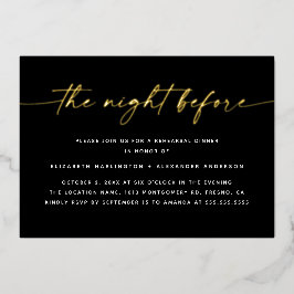 Invitación Con Relieve Metalizado La noche anterior | Cena de ensayo de guiones dora