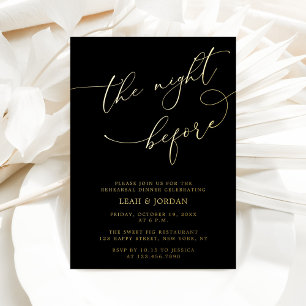 Invitación Con Relieve Metalizado La Noche Antes de la Cena de Ensayo de Boda de Oro