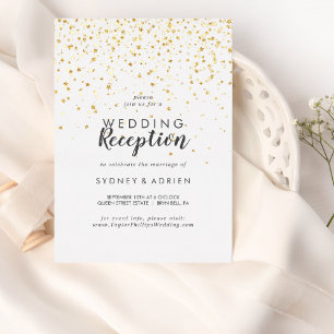 Invitación Con Relieve Metalizado La recepción de la boda del Confetti de oro es sól