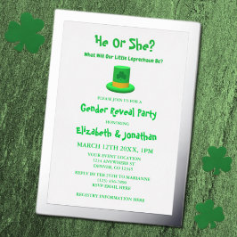 Invitación Con Relieve Metalizado La revelación del género de Little Leprechaun