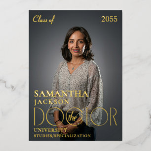 Invitación Con Relieve Metalizado La Revista de Fotos de Graduación del Doctor Docto