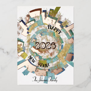 Invitación Con Relieve Metalizado La tierra en 2026, abstracta y feliz personalizado