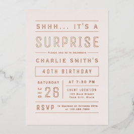 Invitación Con Relieve Metalizado La tipografía moderna rosa rosa de oro sorprende e