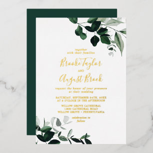 Invitación Con Relieve Metalizado La vegetación esmeralda   Boda Relieve metalizado 