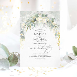 Invitación Con Relieve Metalizado La vegetación suave elegante Boho Boda Gold