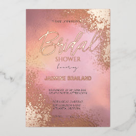 Invitación Con Relieve Metalizado Lágrima cósmico hombre rosa ducha de novia espuma