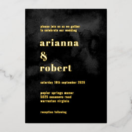 Invitación Con Relieve Metalizado Láminas de color negro ahumado lienzo de oro moder