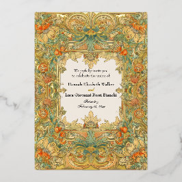 Invitación Con Relieve Metalizado Laurel y el encanto de los filigrés