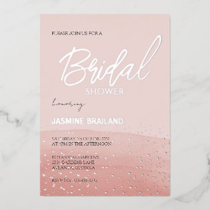 Invitación Con Relieve Metalizado Lavado de color de agua rosada Ducha de novia Espu